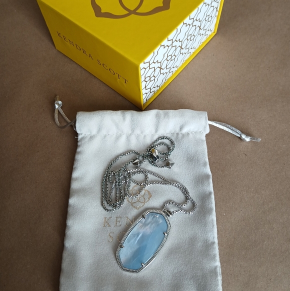 Kendra Scott Jewelry - Kendra Scott Reid Silver Necklace with Light Blue Pendant Adjustable Length